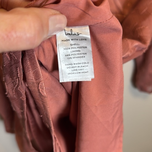 Lulus Mauve Long  Sleeved Floral Flirty Sparkly Lined Mini Dress Size M - Picture 9 of 16